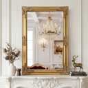 Vintage Gold Mirror for Wall, 24"x36" Antique Decorative Ornate Baroque Mirror for Living Room, Entryway, Bathroom, Fireplace