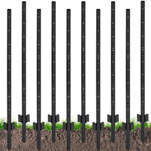 Fence Posts 3 Feet, Heavy Duty Metal Fence Post with U-Channel, Steel Fence U Post for Wire Fencing Steel Post for Yard, Outdoor Wire (10 Pack)