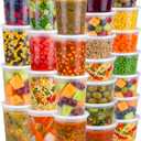 JoyServe 48 Sets Deli Containers with Lids 16oz & 32oz Leak Proof, Microwaveable, Dishwasher & Freezer Safe Plastic Food Storage & Soup Containers