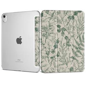DONGKE for iPad 11th Generation Case 11 Inch 2025 (A16 Chip) & iPad 10th Generation 10.9 Inch 2022, Slim Foldable Stand Hard PC Translucent Back Shell Smart Cover - [Auto Wake/ Sleep] - Plant & Berry