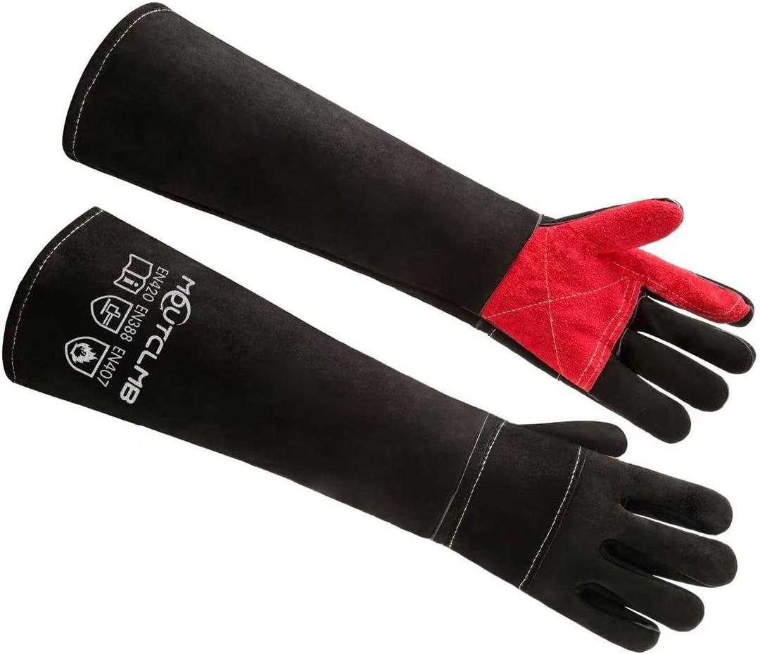 Long Welding Gloves 23.6 Inches 932,Heat/Fire Resistant Leather For Mig, Tig, Stick, Forge, BBQ, Grill, Fireplace