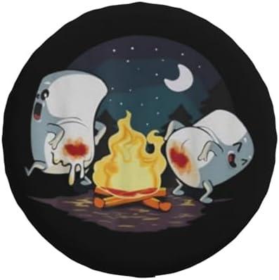 Spare Tire Cover with Marshmallow Campfire Pattern Wheel Protectors Weatherproof Wheel Covers Universal Fit for Truck SUV Rv Travel Camper Trailers Accessories 14inch