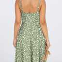 YATHON Summer Mini Corset Sun Dress for Women Short Casual Square Neck Lace Up Floral Beach Vacation Dresses with Pockets (Green, S)