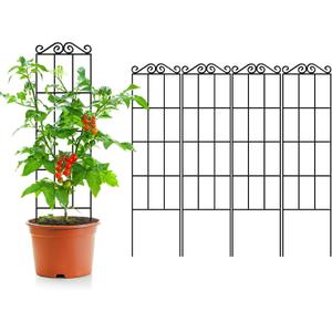 ARIFARO 47'' Metal Garden Trellis for Climbing Plants,(Pack of 4) Indoor/Outdoor Sturdy Plant Trellis for Potted Plants,House Plants, Climbing Vines, Black
