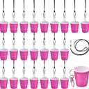 30 Set Shot Glass Necklaces Cups with Lanyard 2 oz Clip Wristlet Plastic Mini Shot Glasses Adult Party Favor for Wedding Birthday Fiesta Whiskey  (Hot Pink)