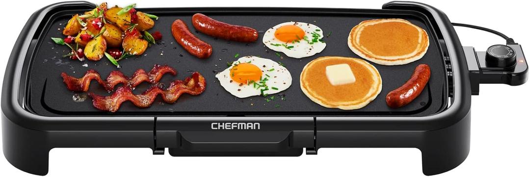 Chefman XL Electric Griddle with Removable Temperature Control, Immersible Flat Top Grill, Burger, Eggs, Pancake Griddle, Nonstick Extra Large Cooking Surface, Slide Out Drip Tray, 10 x 20 Inch Chefman XL Electric Griddle with Removable Temperature Control, Immersible Flat Top Grill, Burger, Eggs, Pancake Griddle, Nonstick Extra Large Cooking Surface, Slide Out Drip Tray, 10 x 20 Inch