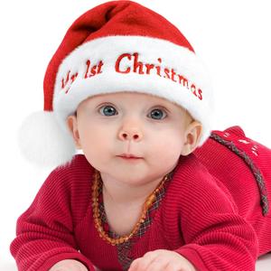Iioscre My First Christmas Hat Baby Santa Hat, Plush Infant Xmas Holiday Luxury Soft Santa Claus