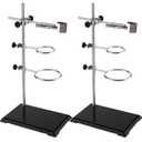 Otoolling 2 Set Chemistry Laboratory Stands Support Set, Steel Lab Stand with Cast Iron Base, Lab Stand Rod 16 with Burette Clamp, Flask Ring Clamps for Teachers Experimental Equipment Tools