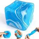 2.2 Inch Slow Rise Fidget Toys,Squishies Ice Cube Shape, Sensory Toy for Kids, Stress Relief Squeeze Balls, Easter Basket Stuffers for Boys Girl(Blue)