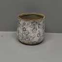 Nearly Natural 7in. Tuscan Ceramic Gray Scroll Planter