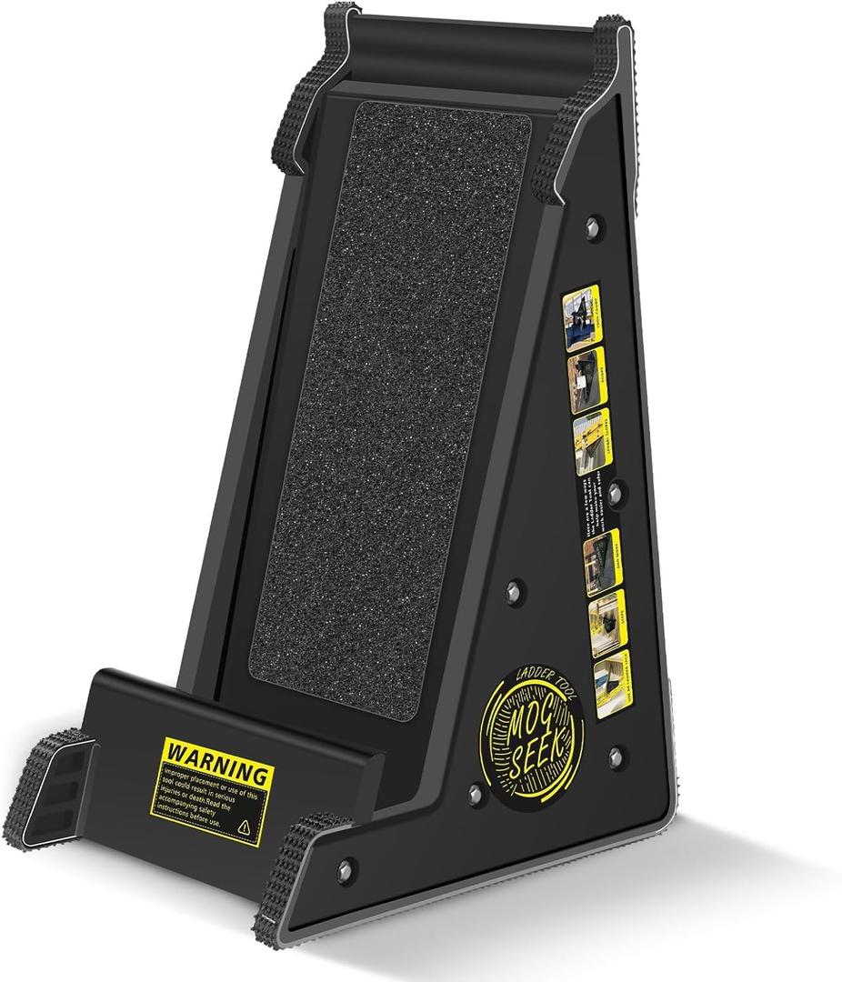 Stable Platform Ladder Leveler - Ladder Levelers for Extension Ladders with Storage for Uneven Surfaces (Classic Black), 19.5"W x 23"H