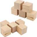 SOUJAP 10 PCS 3 Inch Unfinished Wood Cubes Bulk, Natural Square Wooden Blocks