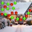 16 Pcs LED Large Christmas Balls Ornaments Colorful Lights Ball Plastic Hanging Globe Yard Decor for Outdoor Indoor Xmas Tree Holiday Parties(Red, Green) (3.94 Inch)