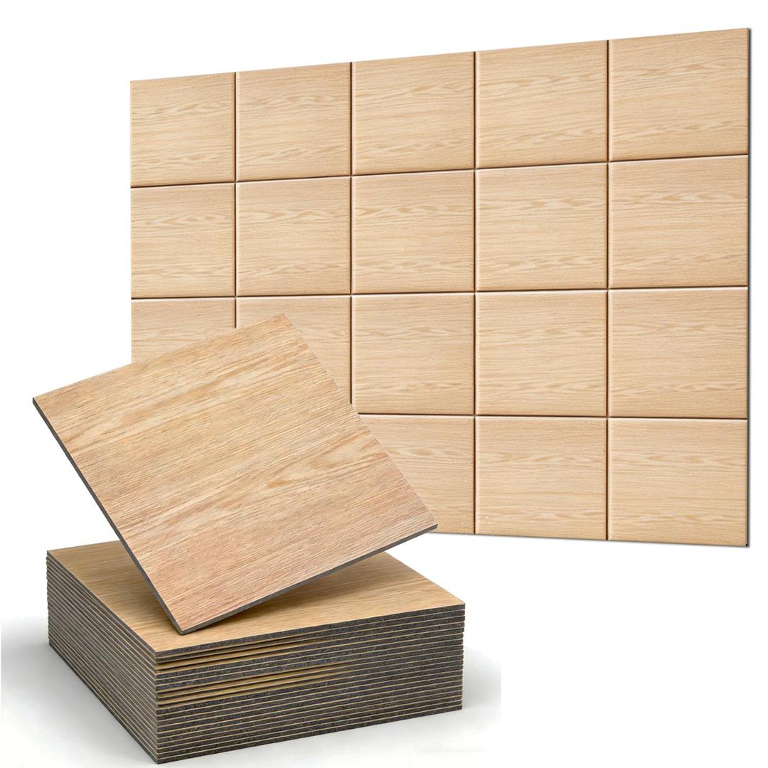 HEROADNCKFOAM 20 Piece Peel and Stick Wall Panels,Sound Proof Foam Panels for Walls Wood Grain Finish Can Replace Slate & Plank for Home Studio &Studio Recording Wall Decor (19.68 * 19.68 * 0.2 in)