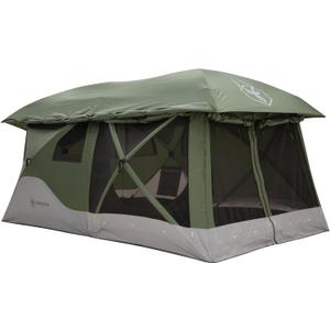 Gazelle Tents, T4 Tandem Hub Tent with Overland Kit, Easy 90 Second Set-Up, Waterproof, UV Resistant, Removable Floor, Ample Storage Options, 4-8 Person, Alpine Green/Slate, 165" x 94" x 78", GK915