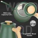 Harriet Gooseneck Electric Kettle - 1200W Fast Heat, 0.8L Stainless Steel, Precision Temp Control & Timer, Wood Handle, Pour Over Coffee and Tea, Green