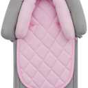 Pro Goleem Car Seat Head Support Infant, Soft Infant Car Seat Insert, 2 in 1 Carseat Head Support for Toddler, Perfect for Car Seat, Stroller, Swing, Bouncer, Pink and Gray