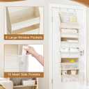 Criusia Over the Door Organizer, 6-Shelf Closet Hanging Storage with 13 Mesh Pockets, 55lbs Capacity Behind the Door Storage for Baby Nursery, Bathroom, Bedroom, and Dorm, Beige