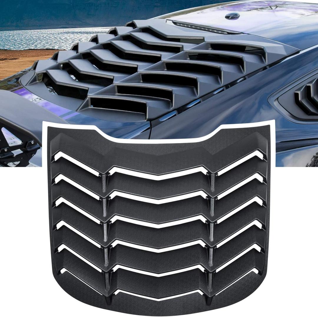 Rear Window Louver for Ford Mustang 2015 2016 2017 2018 2019 2020 2021 2022 2023 2024 2025 2026 Windshield Scoop Sun Shade Cover Vent Exterior Accessories GT Lambo Style All Weather ABS (Matte White)