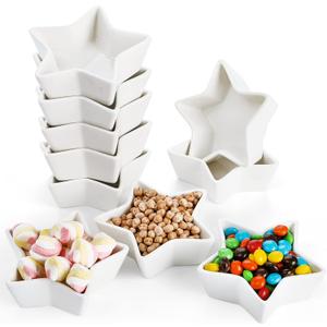 ZEAYEA Set of 10 Dipping Sauce Dishes, 3 oz Soy Sauce Pinch Bowls for Christmas, 4 inch Ceramic Appetizer Side Dishes for Sushi Soy Sauce, BBQ-Chip and Serving Bowl Set