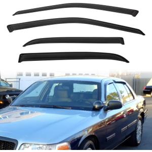 Rain Guards Compatible with 1998-2011 Ford Crown Victoria, 1992-2011 Mercury Grand Marquis (w/o Landau Roof) Tape-On Vent Deflector Window Visors Car Accessories 4 Pcs