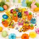 24 Pack Easter Fillable Containers Plastic Bunny Chick Carrot Shaped Treat Box Colorful Diamond Egg Novelty Easter Hunt Basket Stuffers Filler Shell for Classroom Prize Spring Party Favor