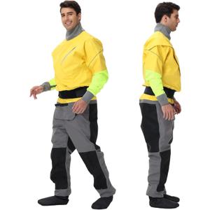 Dry Suits for Men,Front Zip for Sailing,Kayaking,Paddling with Reinforced Knees and Seat,Waterproof and Breathable (Small, Yellow)