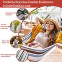 JoyView Brazilian Hammock for Single Preson Portable Hammock with Hanging Ropes & Carry Bag Large 78.8x39.4 for Patio 300LBS Capacity Perfect for Outdoor/Indoor - Grey Stripe