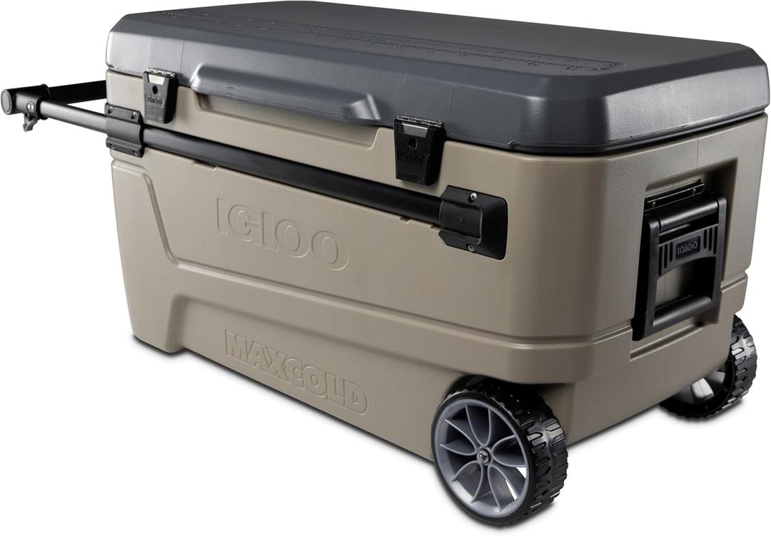 Igloo Maxcold Glide 110Qt Wheeled Cooler | Insulated Hard Shell Ice Chest, Sandstone 168-Can
