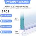 Lineshading 2 Pcs Glass Shower Door Seal Strip with Drip Rail for 3/8"(10mm) Glass, Length 27.5"/0.7m, Frameless Glassdoor Sweep Stop Shower Leaking