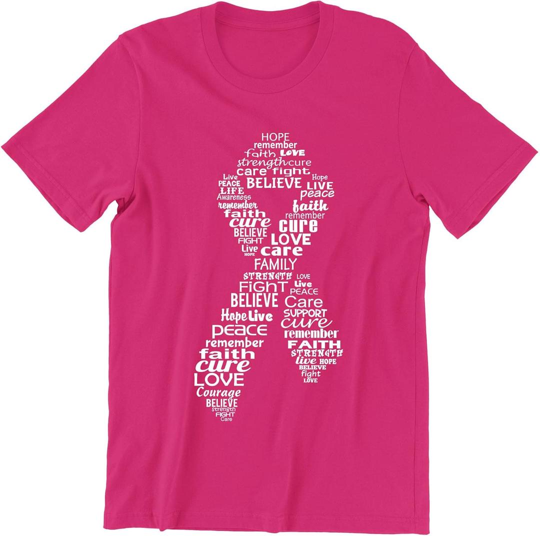 Promotion & Beyond Breast Cancer Awareness Pink Ribbon T-Shirt for Men Breast Cancer Shirts (X-Large, Cyber Pink)
