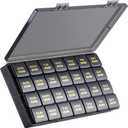 Monthly Pill Organizer, 28 Day Pill Box 1 Time a Day with Dust-Proof Case, Large 4 Weeks a Month Pill Case Container, Daily Vitamin Case Box for Pills/Medicine/Fish Oil/SupplementsBlack