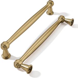 khtumeware 10 Pack 6-1/4 Inch(160mm) Brushed Brass Cabinet Pulls Satin Brass Kitchen Cabinet Handles Kitchen Cabinet Hardware for Cupboard Drawer Handles Dresser Pulls