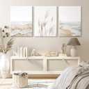 Beach Wall Art Boho Prints Coastal Canvas Wall Art Beach Pictures Pampas Grass Ocean Poster Plant Landscape Scene Artwork for Living Room Bedroom Decor 24x36x3 Inch Wrapped Canvas (36L" x 24W")
