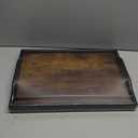 Tray Table for Bed, Bamboo Breakfast Serving Tray with Folding Legs and Handles, Laptop and Snack Bed Table with Cross Bar & Media Slot, Dark Brown with Black Legs, for Bedroom, Sofa, Kitchen