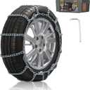 Snow Chains for Pickup Trucks, SUVs, Light Trucks, Heavy Duty Quick Fit & Easy Installation, Reusable Emergency CAM Tightener Tire Traction Chain, Set of 2 (HPC1134)