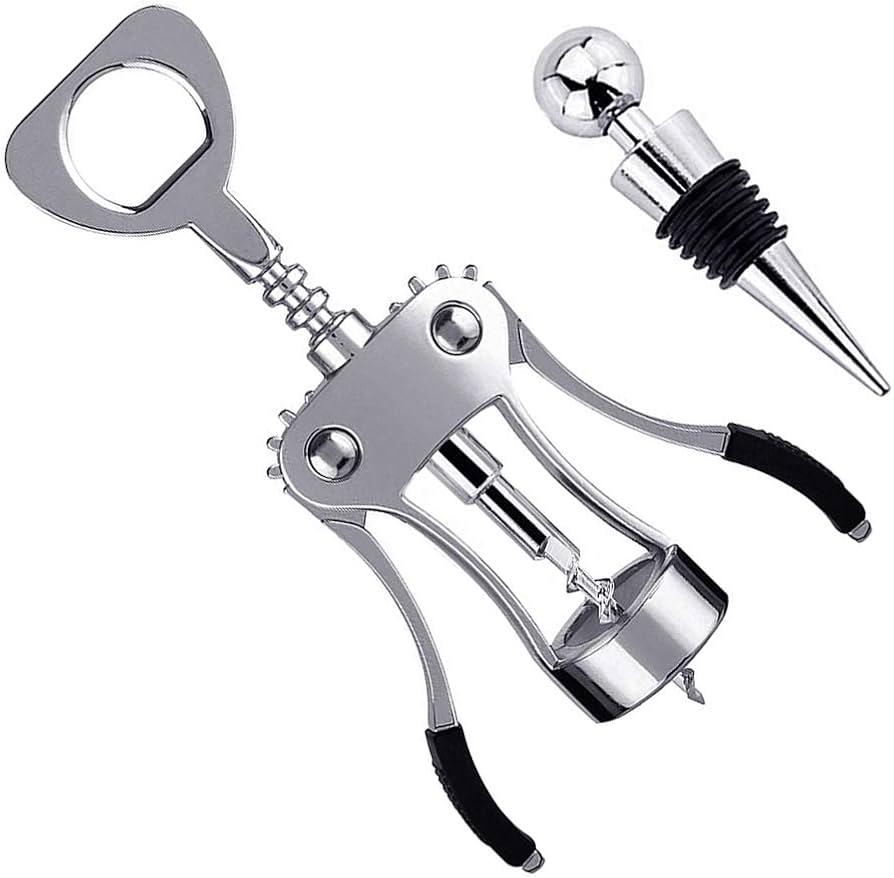 Wing Corkscrew Wine Bottle Opener Luxury Waiter Corkscrew with Stopper Set for Wine Enthusiast Waiters - Sleeve Anchors