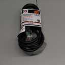EP 10 Ft Lighted Outdoor Extension Cord with 3 Electrical Power Outlets - 12/3 SJTW Heavy Duty Black Extension Cable with 3 Prong Grounded Plug for Safety, UL Listed