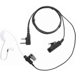 2-Pin 2-Wire Baofeng UV-5R Earpiece Surveillance Kit Compatible with BTECH Retc15/Retevis RT21 RT22 Kenwood Arcshell AR-5 Walkie Talkie Radio with Big PTT Mic Tansparent Acoustic Tube Headset
