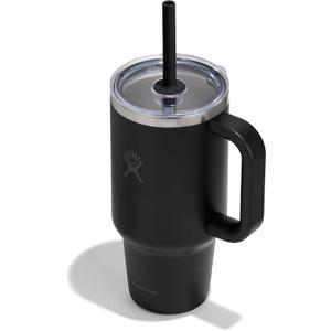 Hydro Flask Travel Tumbler with Handle, Clear Lid and Straw - Insulated Stainless Steel