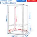 23.6'' Extra Large Acrylic Display Case for Collectibles Adjustable Clear Display Cases 13.8'' x 12.2'' x 23.6'' Big Storage Box Figures Trophy Case Boot Organizer Dustproof Showcase with a Divider