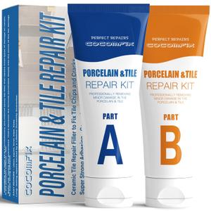 Porcelain Repair Kit (White), High-Gloss Sink, Tile & Tub Chip Repair Kit, Quickly Fix Cracks, Holes and Chips with High Bond Strength, Ceramic & Enamel Repair for Toilet and Shower Tray