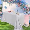 B-COOL Silver Satin Tablecloth Birthday 2 Pack Party Rectangle Table Overlays for Holiday Wedding Baby Shower Ceremony 90x132inch