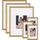Kate and Laurel Adlynn Wall Picture Frame Set, 16" x 20" matted to 8" x 10", Gold, Set of 6