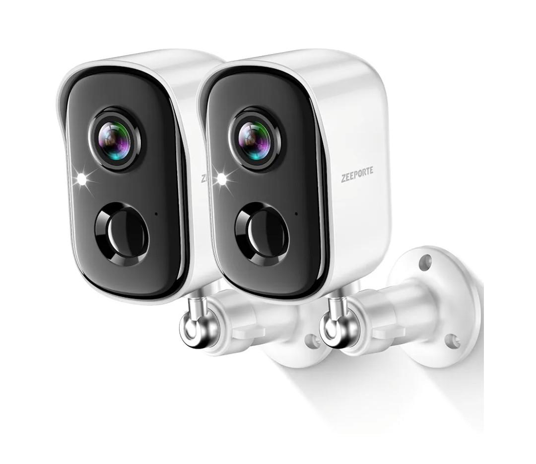 Security Cameras Wireless Outdoor, 2K Battery Powered WiFi Cameras for Home Security with AI Motion Detection, Color Night Vision, Spotlight, Siren, Waterproof, SD/Cloud Storage - 2 Pack