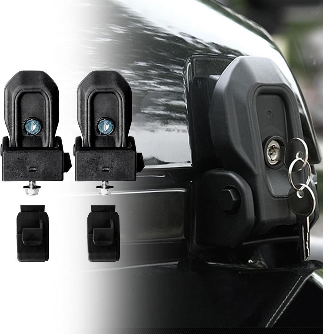 Locking Hood Latches with Keys Fits 2018 2019 2020 2021 2022 2023 2024 for Jeep Wrangler JL/Gladiator JT Anti-Theft Hood Latch Cover Catch Buckle Lock Kit Black (2PCS)
