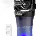 Portable Misting Fan with 30000mAh Battery, 2L Water Tank, Remote Control, RGB Light  4 Wind Speeds, 4 Spray Modes (Continuous/3S/5S/7S), 120 Adjustable, Ideal for Camping, Patio & BBQ
