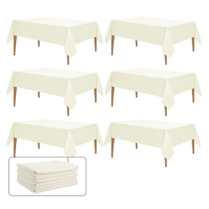 WIGENIUS 6 Pack Ivory Table Cloth Rectangle 60X102 Inch Tablecloth Fit 6FT