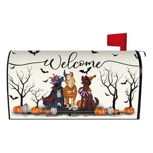 Halloween Dog Mailbox Covers Magnetic Spooky Dog Mailbox Cover Halloween Post Letter Box Cover for Garden Yard Decor 25,5x21 Inch