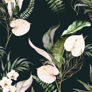 Dark Green and Gold Tropical Jungle Peel and Stick Removable Vinyl Wallpaper - 17.7in x 9.8ft